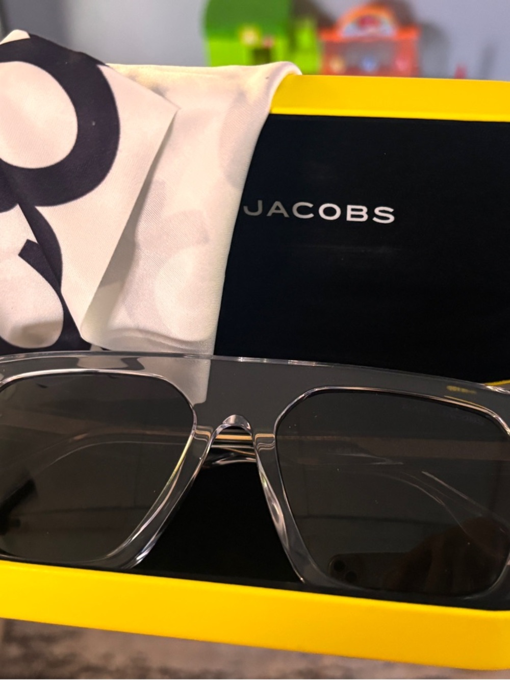 Marc Jacobs Clear Frame Sunglasses with Smoke Lenses